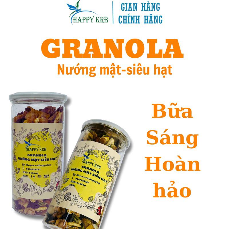 GRANOLA NƯỚNG MẬT SIÊU HẠT HAPPY KRB 500GR