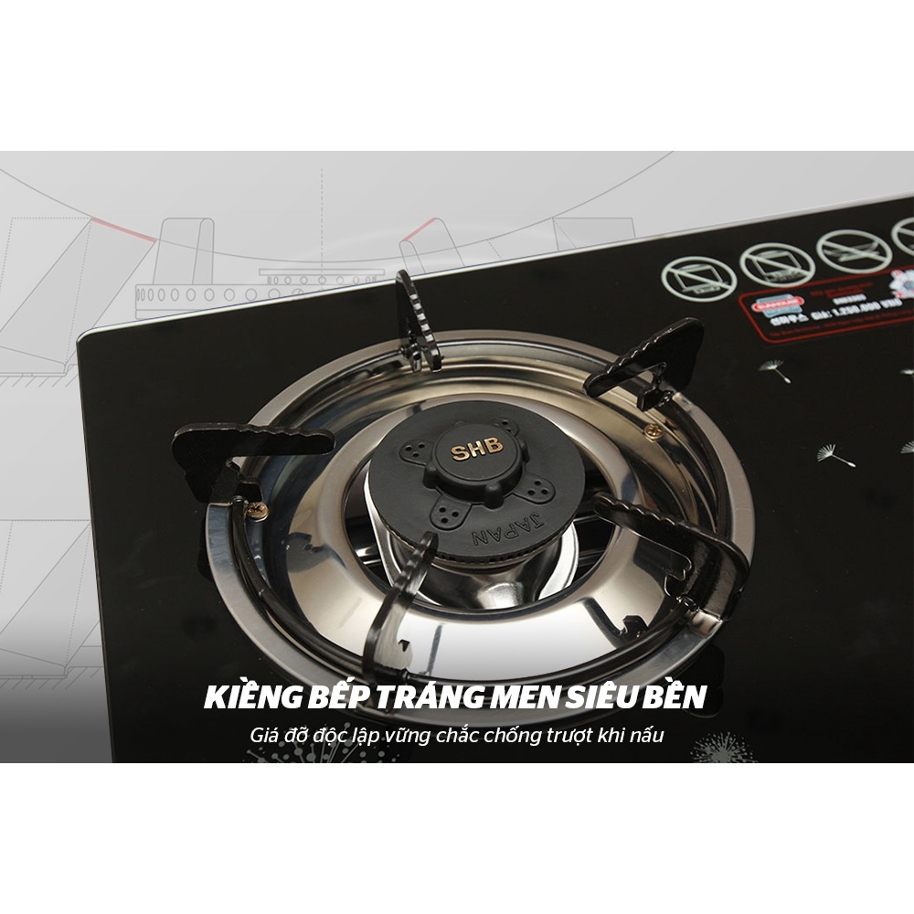 Bếp ga dương kính Sunhouse SHB3365 tiết kiệm gas bảo hành chính hãng 12 tháng