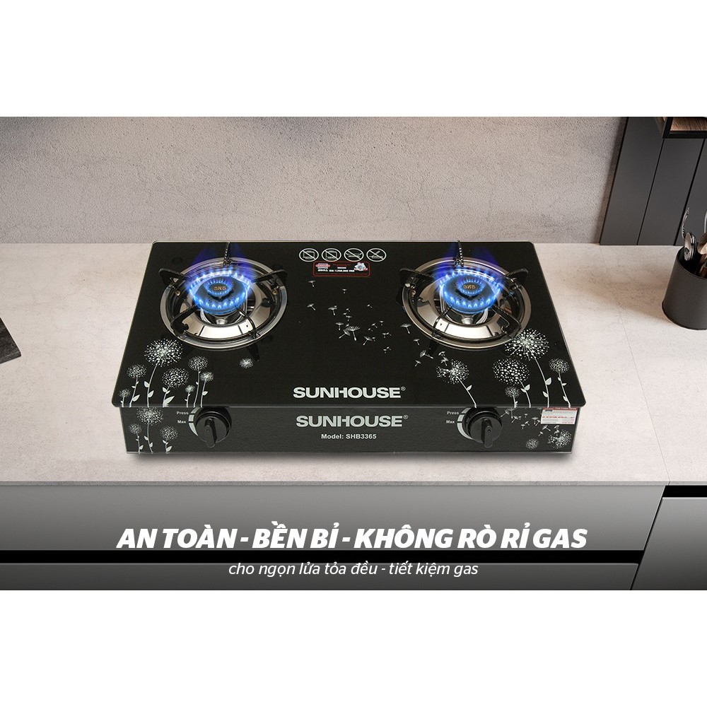 Bếp ga dương kính Sunhouse SHB3365 tiết kiệm gas bảo hành chính hãng 12 tháng