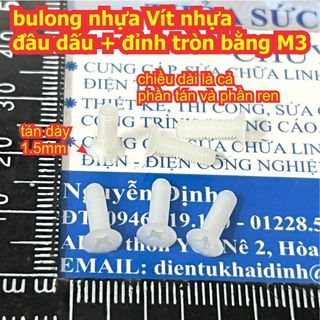 50 con bulong nhựa Vít nhựa đầu dấu + đỉnh tròn bằng KM3 M3 dài 6mm ~ 25mm kde0241