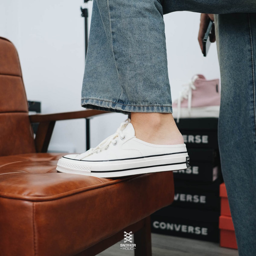 Giày Sneaker Nam Nữ CONVERSE Chuck 1970s Mule Recycled White - 172592C, Đạp Gót Cổ Thấp Trắng, Unisex, Chính HãngFullBox