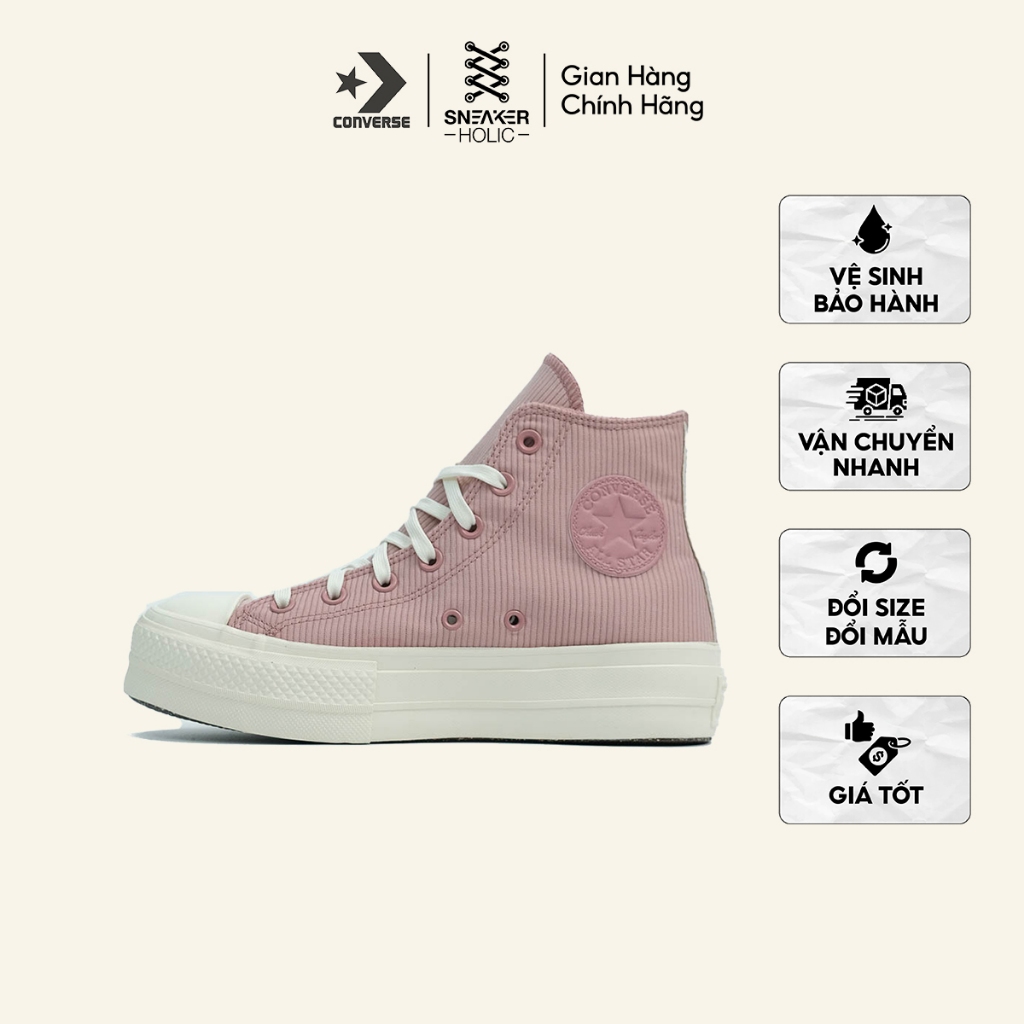 Giày Sneaker Nam Nữ CONVERSE Chuck Taylor All Star Lift Platform Counter Climate - A06148C -Hồng, Chính Hãng Full Box