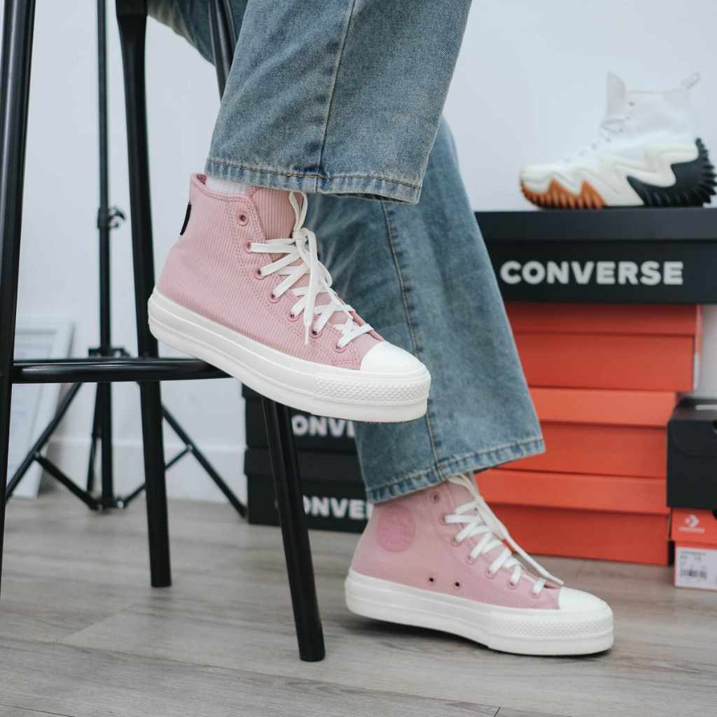 Giày Sneaker Nam Nữ CONVERSE Chuck Taylor All Star Lift Platform Counter Climate - A06148C -Hồng, Chính Hãng Full Box