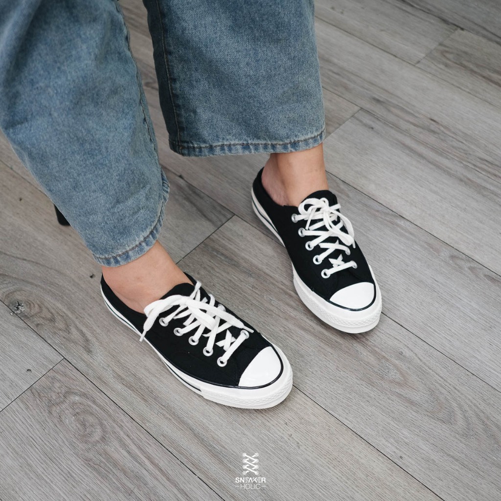Giày Sneaker Nam Nữ CONVERSE Chuck 1970s Mule Recycled Black -172591C, Đạp Gót Cổ Thấp Đen, Unisex, Chính Hãng Full Box