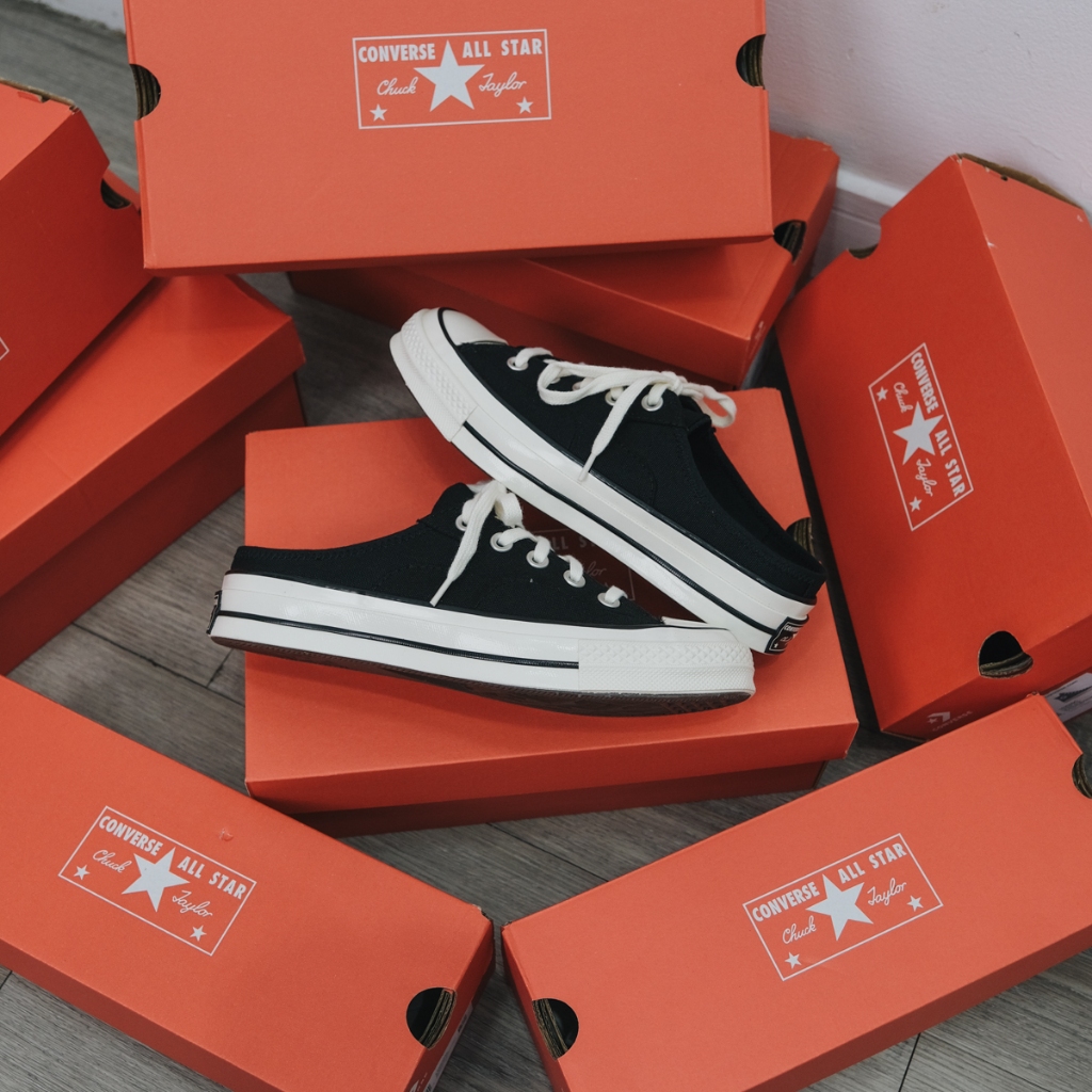 Giày Sneaker Nam Nữ CONVERSE Chuck 1970s Mule Recycled Black -172591C, Đạp Gót Cổ Thấp Đen, Unisex, Chính Hãng Full Box