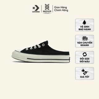 Giày sneaker nam nữ converse chuck 1970s mule recycled black -172591c, đạp gót cổ thấp đen, unisex, chính hãng full box