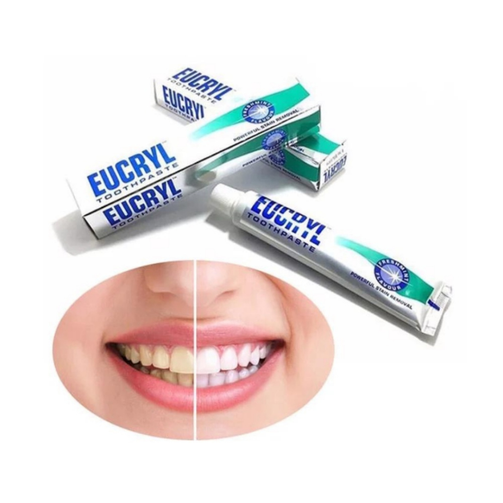 Combo Kem Đánh Răng Và Bột Làm Trắng Răng Eucryl Toothpowder 62gr