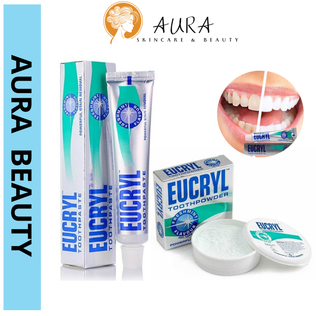 Combo Kem Đánh Răng Và Bột Làm Trắng Răng Eucryl Toothpowder 62gr