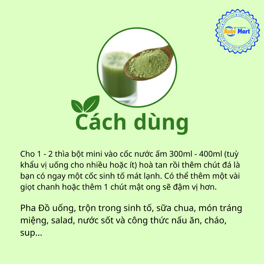 Bột cần tây nguyên chất robimart đẹp da, đẹp dáng - gói 20g, 50g, 100g