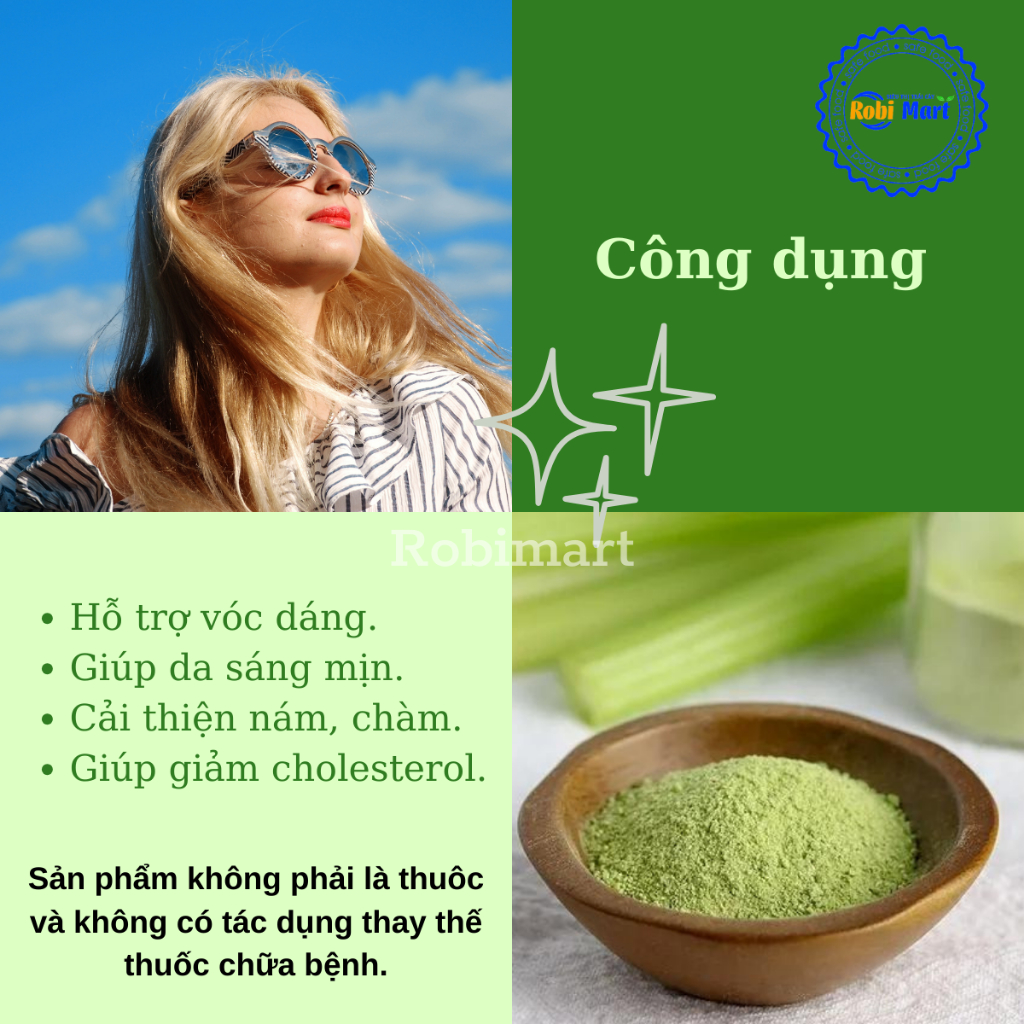 Bột cần tây nguyên chất robimart đẹp da, đẹp dáng - gói 20g, 50g, 100g