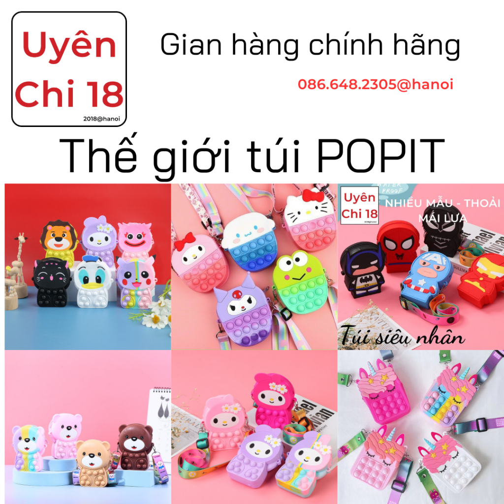 Túi đeo chéo POPIT nhiều màu cho bé giải tỏa căng thẳng, ví đựng, làm móc chìa khóa  TÚI NHỎ