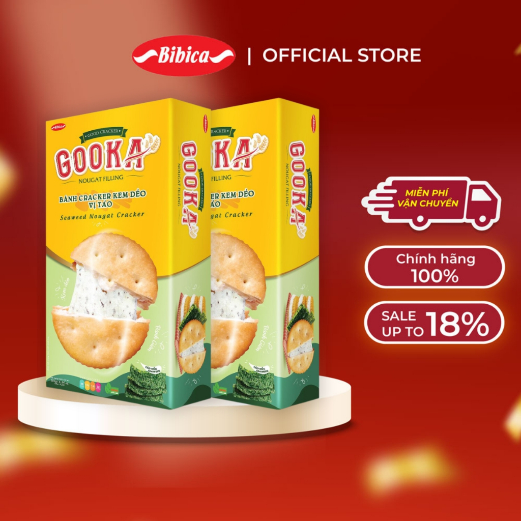 Combo 2 Bánh Gooka Cracker Nougat Filling Vị Tảo Biển Bibica