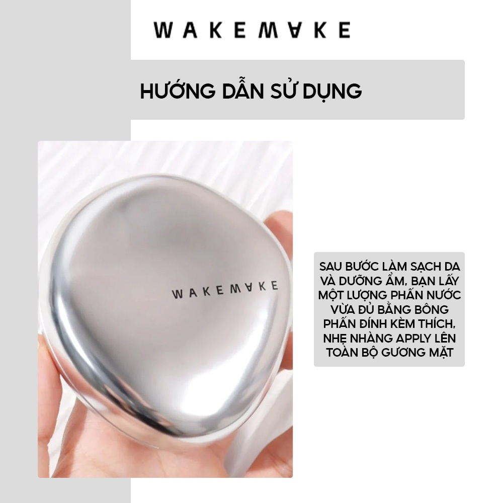 Phấn Nước Che Phủ Hoàn Hảo, Lâu Trôi Cushion Wakemake Water Velvet Cover 15g