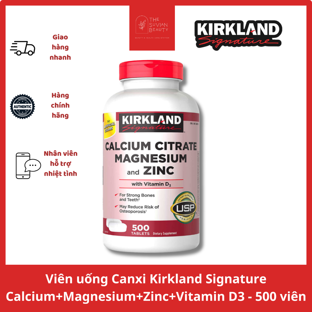 Viên uống Calcium Citrate với Vitamin D, Magnesium and Zinc - Hộp 500 viên