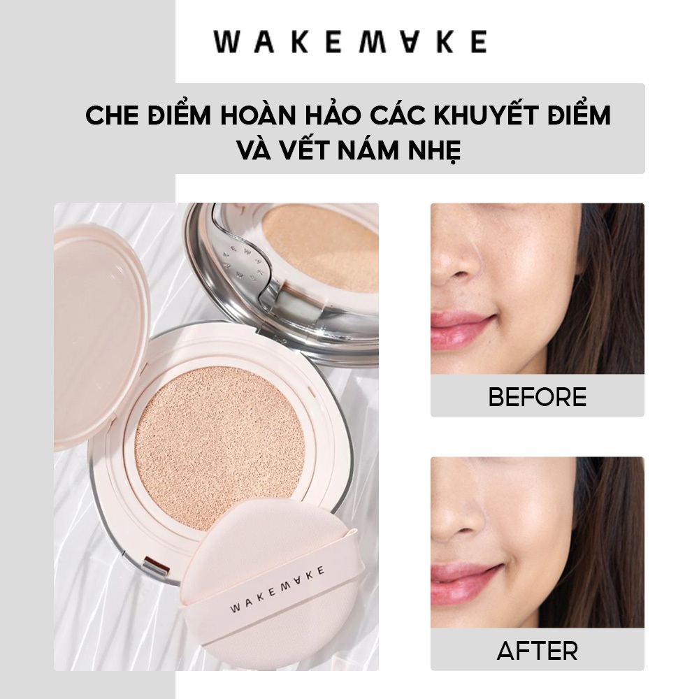 Phấn Nước Che Phủ Hoàn Hảo, Căng Bóng Cushion Wakemake Water Velvet Cover 15g