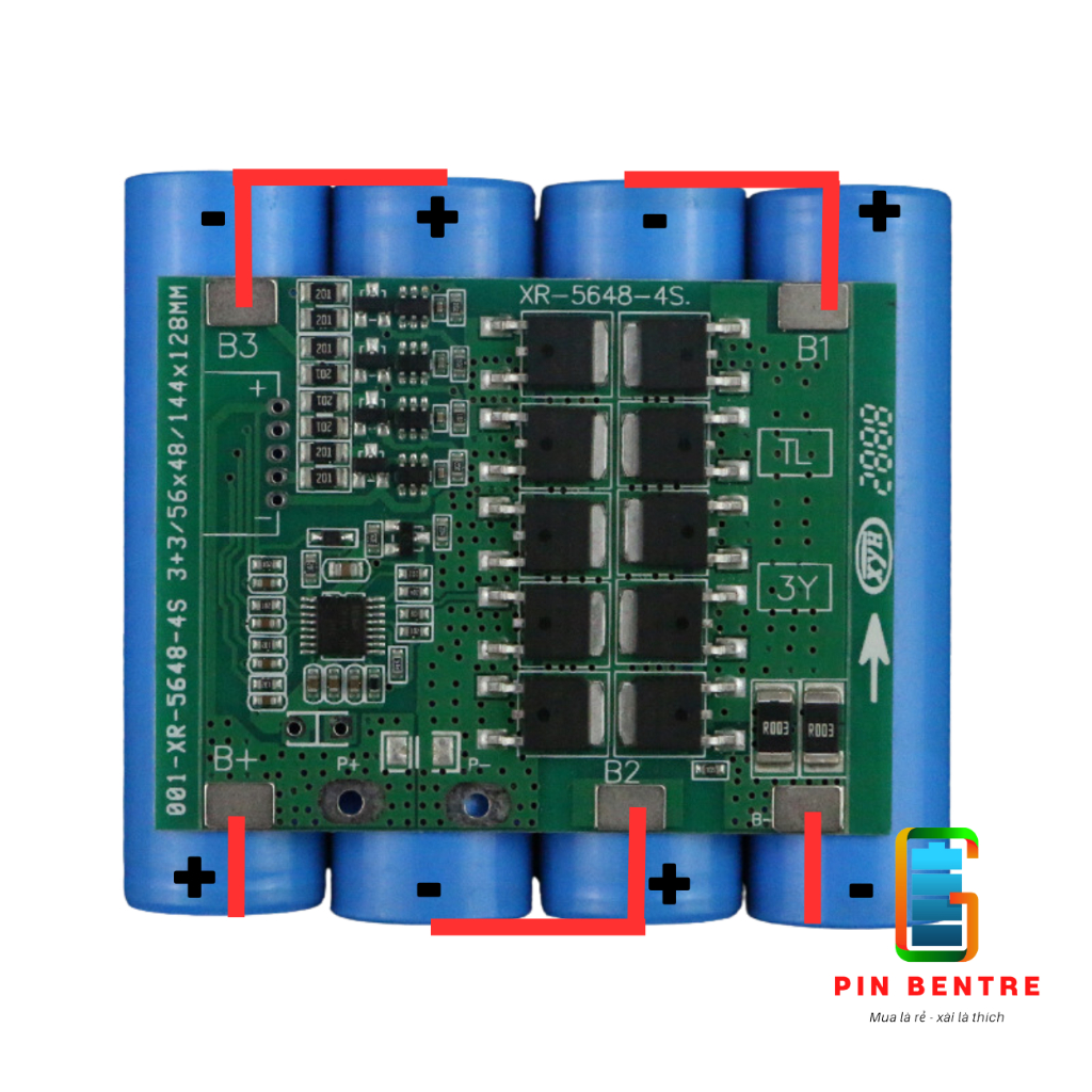 Mạch BMS 4S-30A 14.8V  Sạc/Xả và Bảo Vệ Pin Li-ion 3.7V
