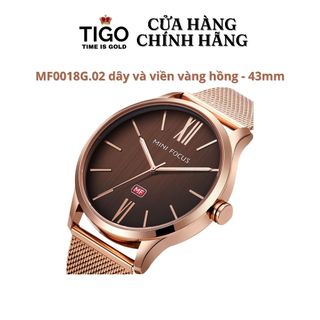 Đồng Hồ Nam MINI FOCUS MF0018G.02 Dây Thép Vàng Hồng Viền Thép Không Gỉ Mặt Tròn 43mm