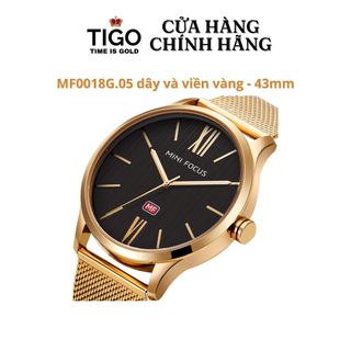 Đồng Hồ Nam MINI FOCUS MF0018G.05 Dây Thép Vàng Viền Vàng Thép Không Gỉ Mặt Tròn 43mm