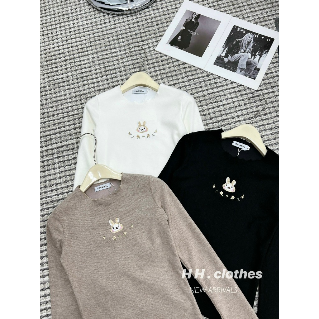 Áo nỉ nhung thêu thỏ SM