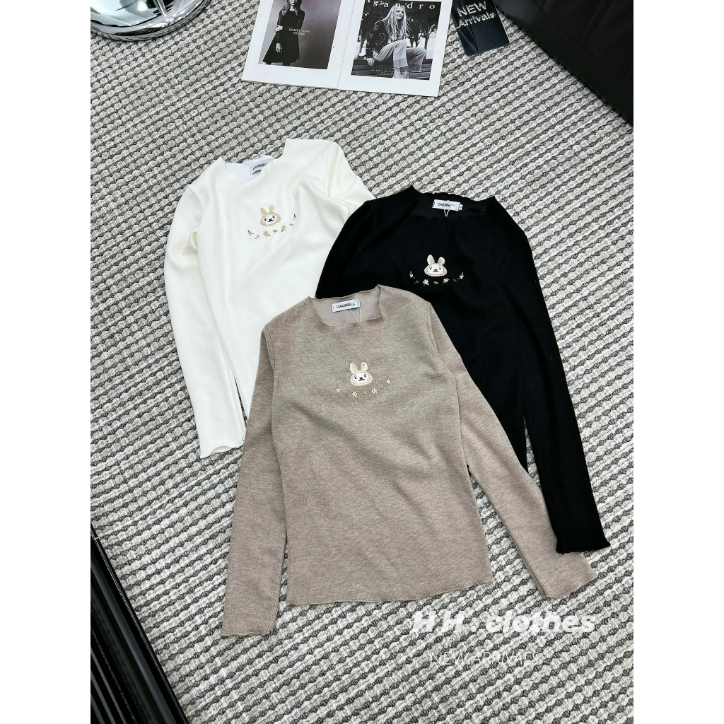 Áo nỉ nhung thêu thỏ SM