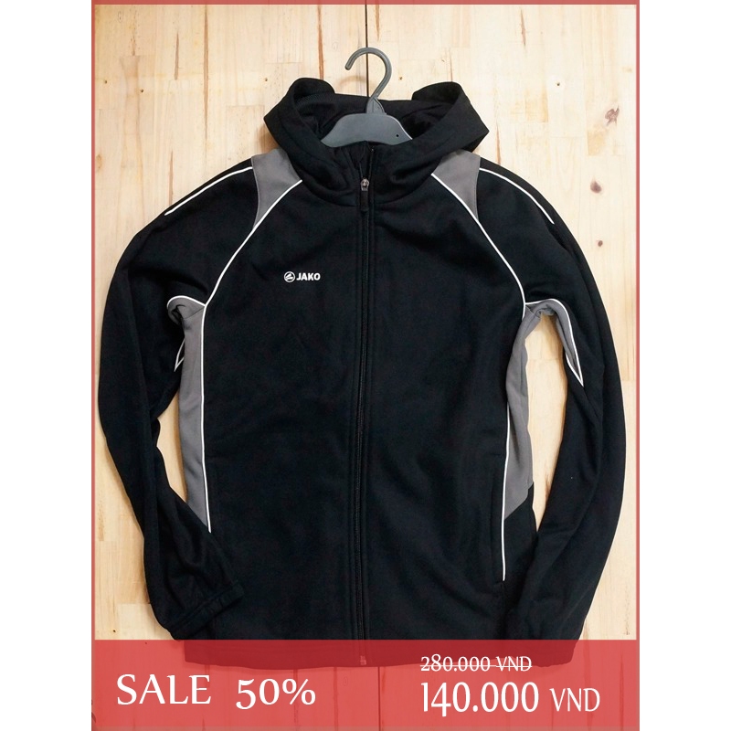 ÁO KHOÁC NAM JAKO CHAMPION HOODED JACKET - SIZE XS-S - MÀU ĐEN