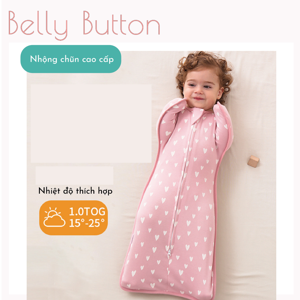 Nhộng Chũn Cho Bé Ngủ Ngon Belly Hàng Thiết Kế Cao Cấp Chất Cotton, Bozip Hàn Mềm Mại Co Giãn Đàn Hồi