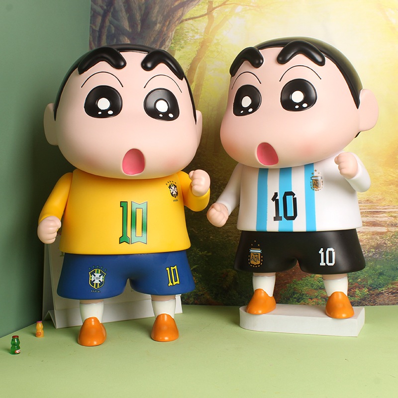 Mô Hình Cầu Thủ Bóng Đá Shin Cậu Bé Bút Chì Cosplay Ronaldo, Messi, Neymar, Cao 22cm, Mô Hình Trang 