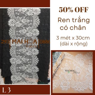 3 mét x 30cm (dài x rộng) Cuộn ren hoa trắng ren viền may quần áo và trang trí L3 Maihoaflower