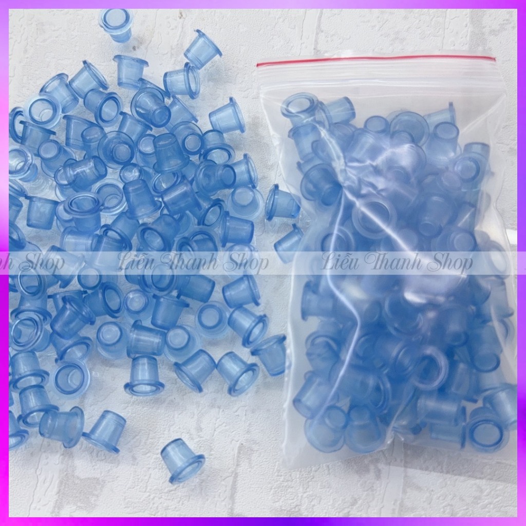 Chum Đựng Mực xanh đế bằng, Hũ Đựng Mực Phun Xăm Lông Mày Túi 100 chum