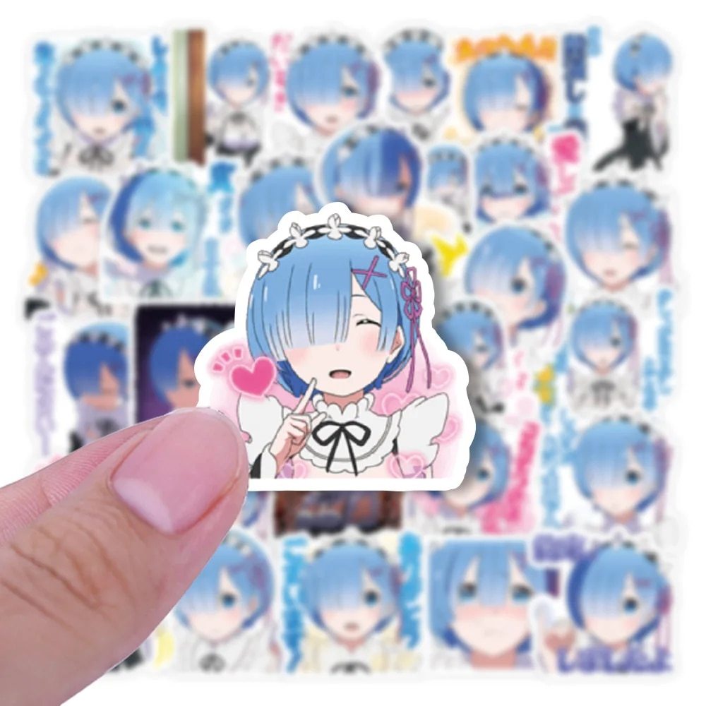 Bộ 102 Hình Dán Sticker Anime RE:ZERO Rem Mix Các Nhân Vật Trang Trí Chống Thấm Nước