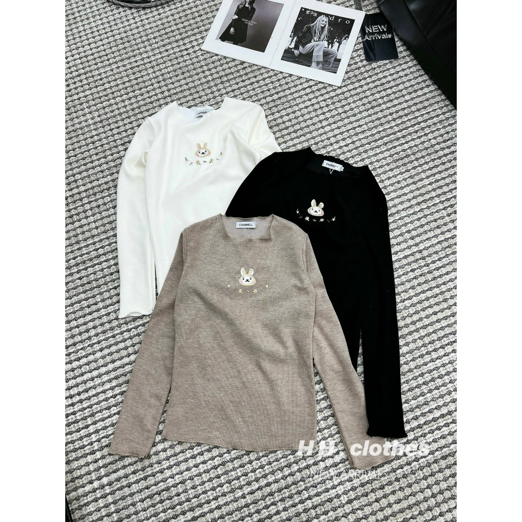 Áo nỉ nhung thêu thỏ SM