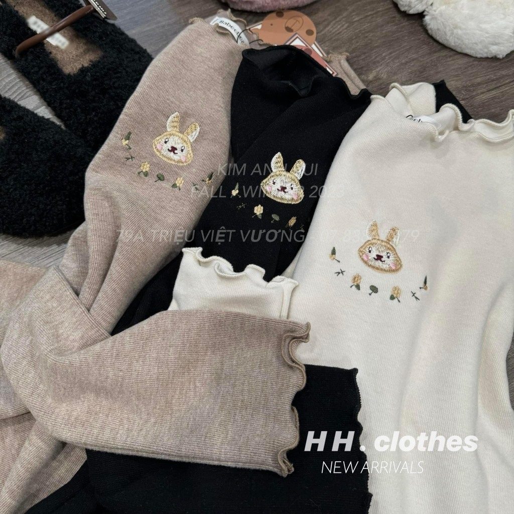 Áo nỉ nhung thêu thỏ SM