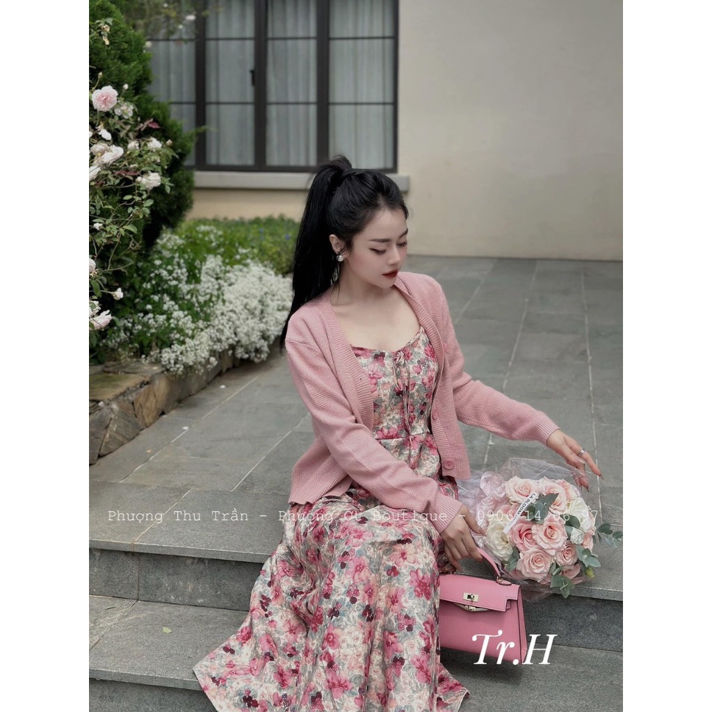 Set hoa nhí kèm cadigan