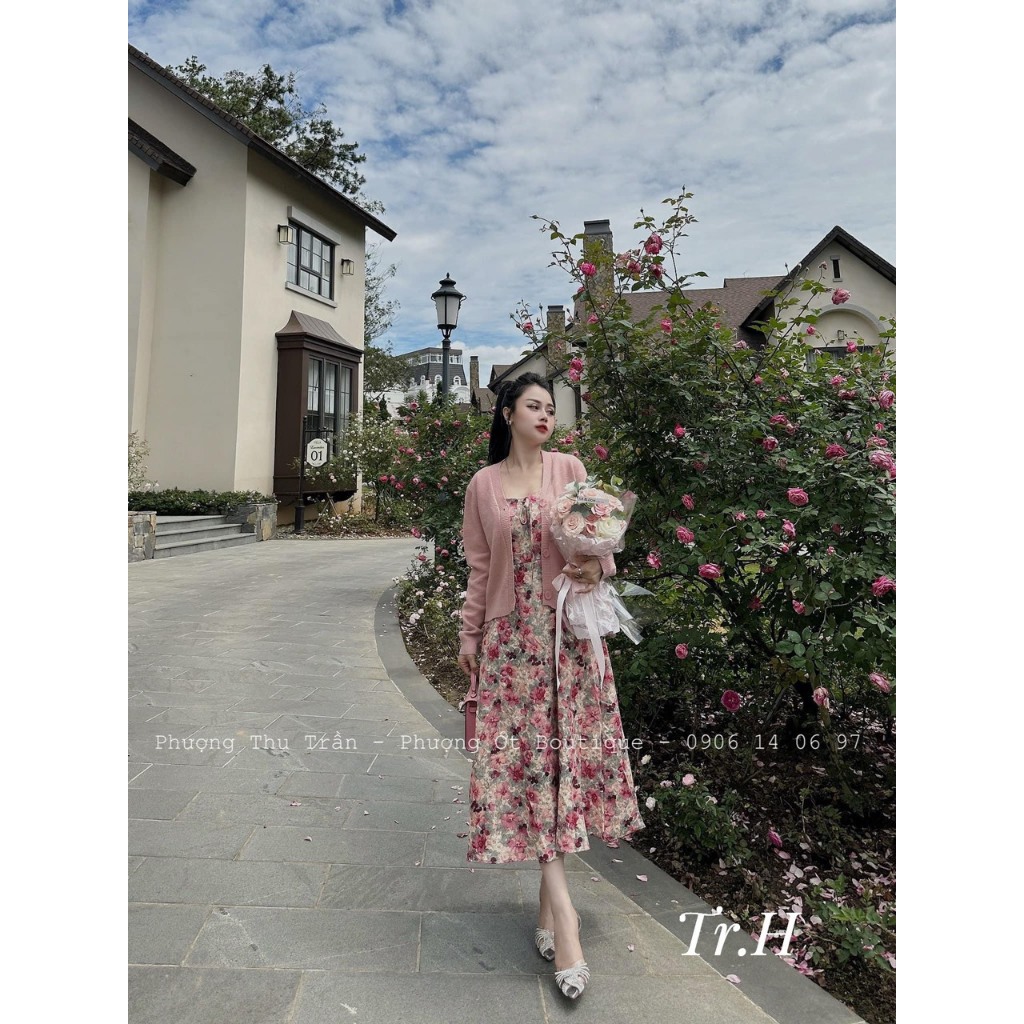 Set hoa nhí kèm cadigan