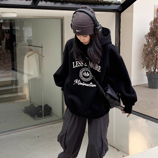 Áo Hoodie nỉ The Xide in hình chữ  form rộng oversize chất nỉ bông