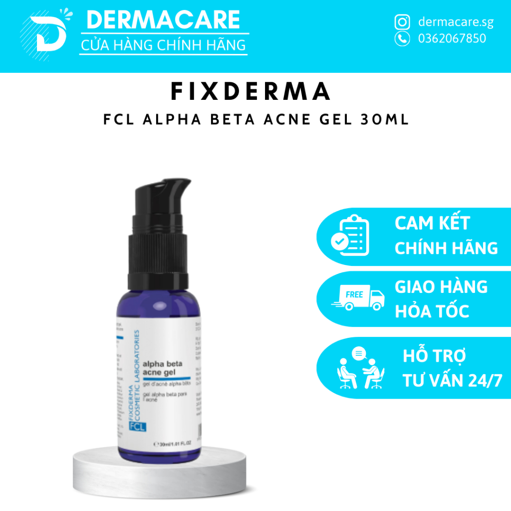 [CHÍNH HÃNG] [Fixderma] Fixderma FCL Alpha Beta Acne Gel – Gel dưỡng dành cho da dầu mụn 30ml
