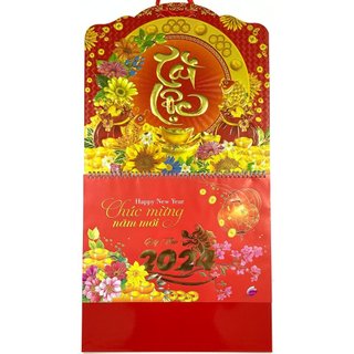 Lịch Treo Tường 2024 - Lịch Âm Dương 12 tờ 30x40cm mỗi tháng là 1 tờ, Lịch Tết 2024 GIÁP THÌN