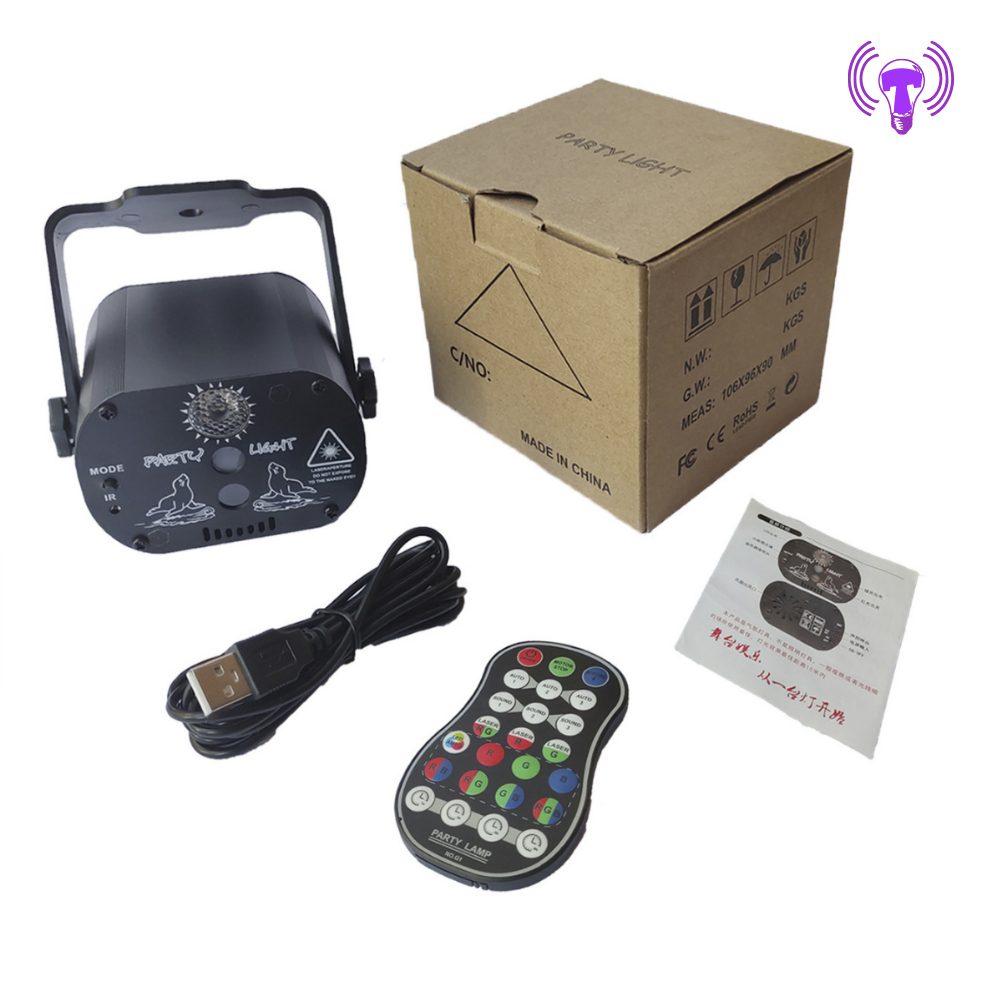 Đèn LED sân khấu 3 mắt chiếu lasser nháy theo nhạc điều khiển từ xa bảo hành 6 tháng