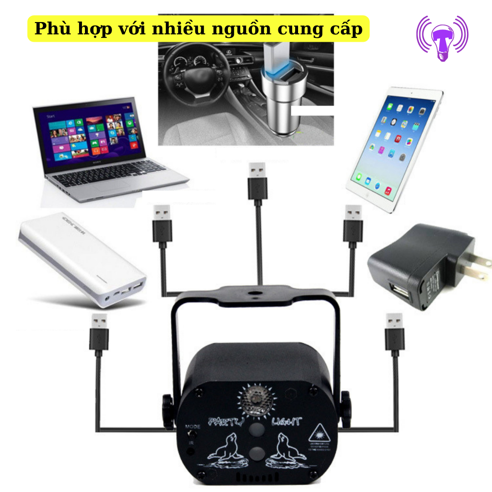 Đèn LED sân khấu 3 mắt chiếu lasser nháy theo nhạc điều khiển từ xa bảo hành 6 tháng