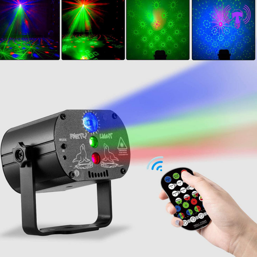 Đèn LED sân khấu 3 mắt chiếu lasser nháy theo nhạc điều khiển từ xa bảo hành 6 tháng