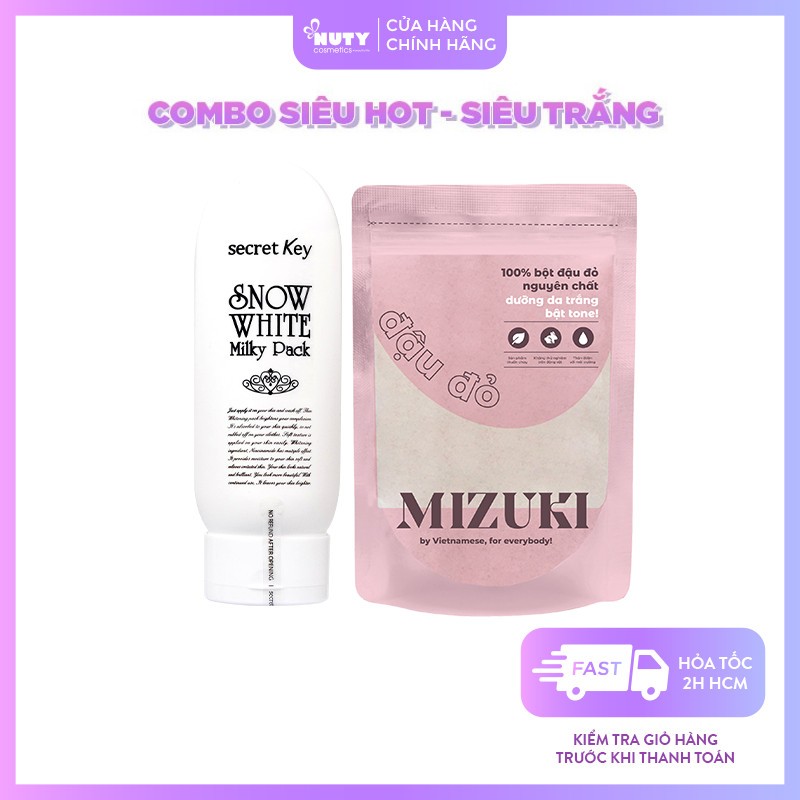 Kem Ủ Trắng Dưỡng Sáng Da + Bột Đậu Đỏ Secret Key Snow White Milky Pack (200ml)