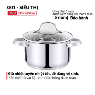 Nồi Inox 304 3 đáy Cao Cấp G01 Không Kén Bếp xài cho mọi loại bếp an toàn
