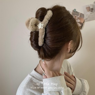 Kẹp càng cua phủ lông sao min siêu to 13cm phong cách hàn quốc dễ thương cute cho tóc dày dài KC83 JOLY