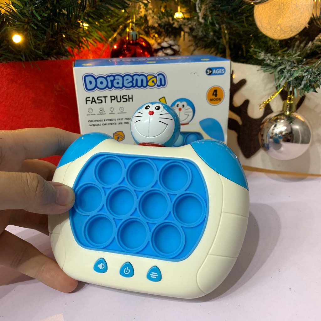 Pop it điện tử hình doraemon, máy chơi game popit nhiều level có đèn nhạc luyện tay mắt phù hợp mọi lứa tuổi - an toàn