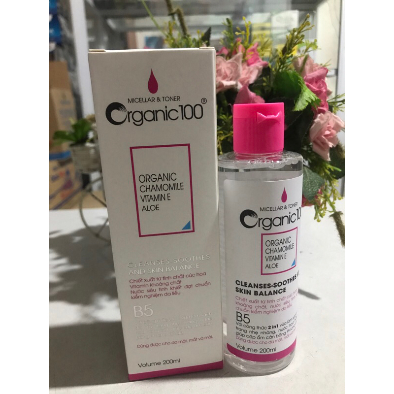 TẨY TRANG VÀ NƯỚC HOA HỒNG 2 TRONG 1 ORGANIC 100 200ML