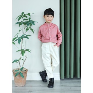 Áo sơ mi linen oxford dài tay bé trai _ Màu hồng đỏ