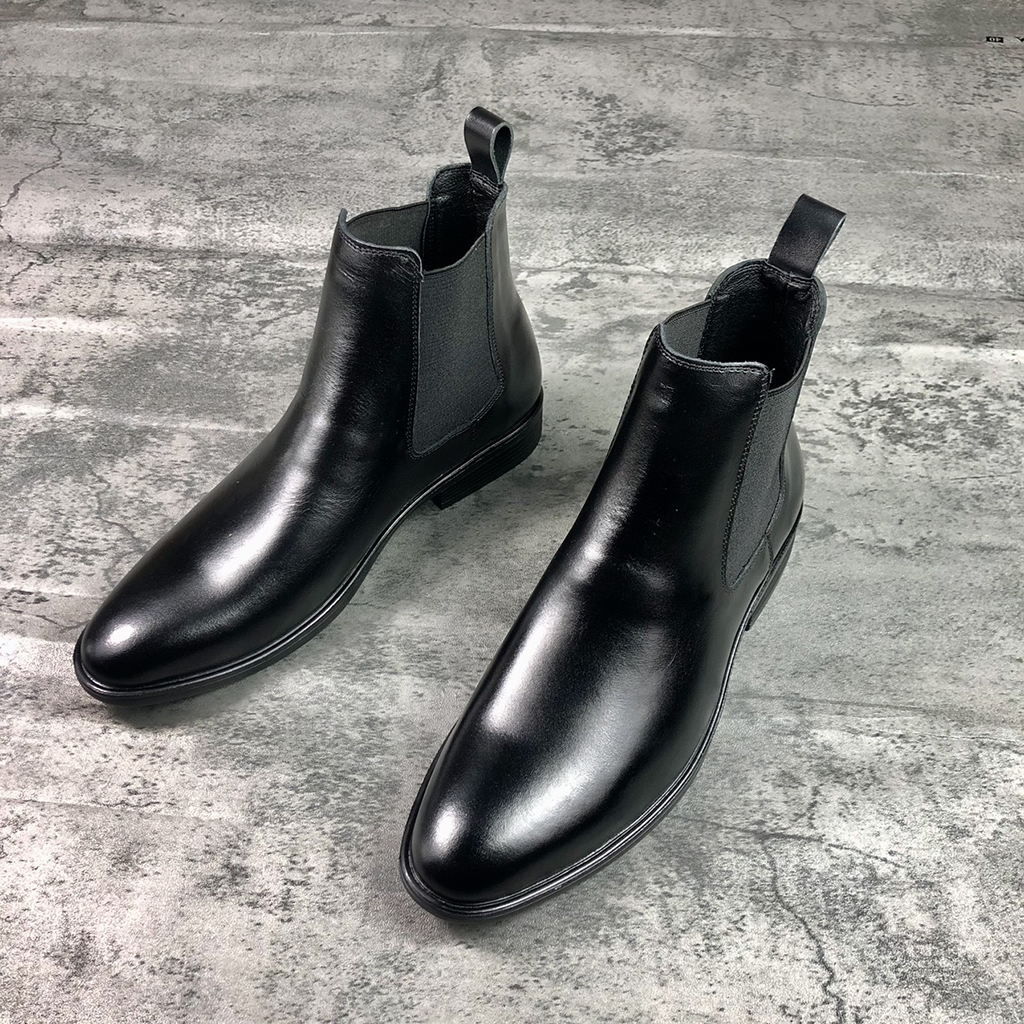 Giày nam Beman chelsea boots DA BÒ, giày cao cổ nam, giày da bò nappa cao cấp, đế cao su đúc tăng chiều cao