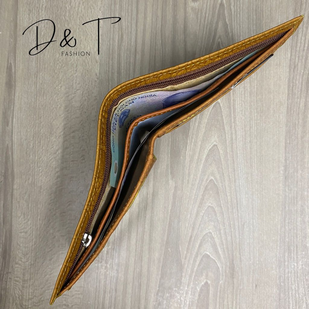Ví Nam - Bóp Nam Da Bò Vân Cá Sấu Cao Cấp Dáng Ngang Nhỏ Gọn Lớp Da Ngoài Ép Mịn DT22