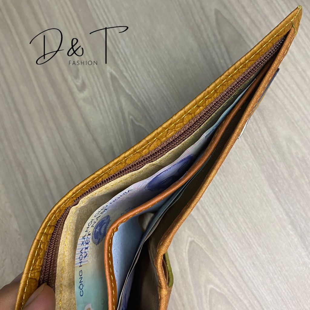 Ví Nam - Bóp Nam Da Bò Vân Cá Sấu Cao Cấp Dáng Ngang Nhỏ Gọn Lớp Da Ngoài Ép Mịn DT22