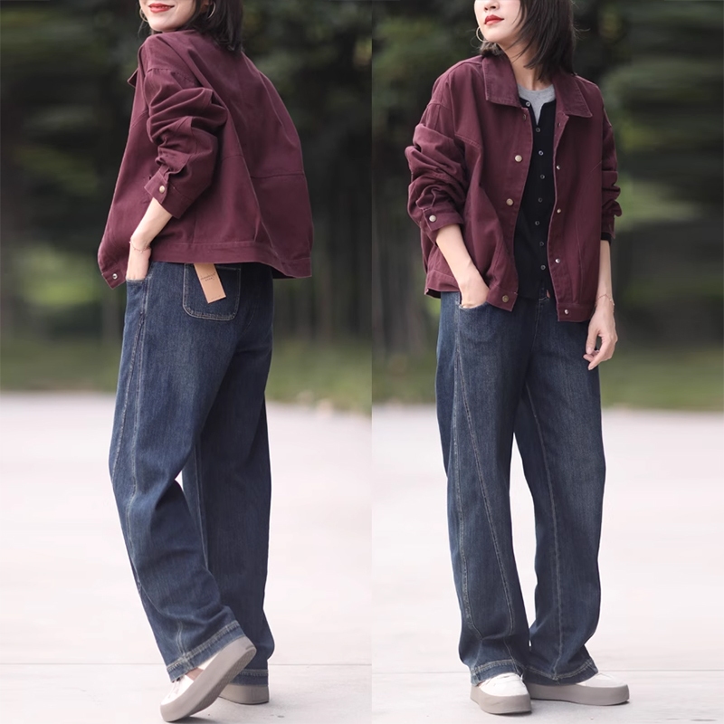 Quần baggy denim basic KAMAKA lưng thun dây rút một túi sau - NU9360